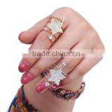 1pcs Gold-plated Rhinestone Star Wrap Spiral Finger Rings thumbnail-1