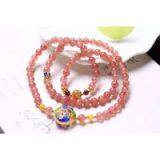 Neffly Jewelry Natural Strawberry Crystal Bracelet 6 mm With S925 Silver Accessories Natural Beeswax Bluing, With Garnet Beads thumbnail-2