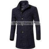 Fashion Brand Winter Mens Wool Jacket Single Breasted Slim Fit Solid Men's Wool Coat Men Long Overcoat thumbnail-1