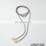 Layered Gray Knot Suede Wrap Necklace Gold Circle Pendant Bohemian Choker Necklace Jewelry thumbnail-5