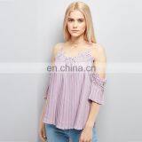 Fashion Cutting Cold Shoulder Backless Sexy Women Tops Ruffle Saree Blouse