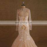 Fairy Heart Neck Mermaid Lace Handmade Flowers Wedding Dress Bottom Tulle With Jacket thumbnail-5