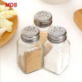 Creative Clear Kitchenware Lead Free Square Salt Glass Jar With Hole thumbnail-2