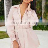 Mini Lady Dress Shirt Blouse Underbust Corset Waist Shirt Dress +waistband 2 Pieces Set thumbnail-2