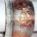 Two Tone Brass Color Bangle Set of 2 Pieces, Designer Metal Bangle 10276 thumbnail-1