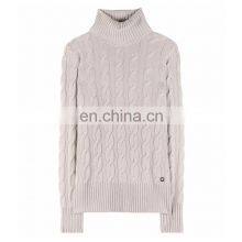 Женский вязаный пуловер из cashmere с воротником-воротком и узором «тросик» thumbnail-1