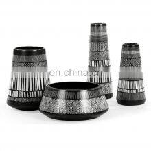 Nordic Modern Luxury Black Line and White Decal Decorative Pot Large Ceramic Vase Set for Home Decoration thumbnail-2