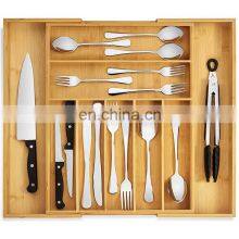 Vitalucks Bamboo Expandable Kitchen Drawer Tray Adjustable Cutlery Bamboo Drawer Organizer thumbnail-3