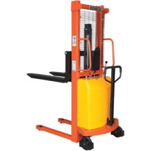 Semi-electric stacker(single mast) with Portable Self Lift Ability Fork Stacker Hydraulic Truck