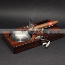 glossy finished wooden cigar ashtray with cutter and puncher cigar ashtray and cutter ashtray