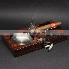 Glossy Finished Wooden Cigar Ashtray With Cutter and Puncher Cigar Ashtray and Cutter Ashtray thumbnail-1