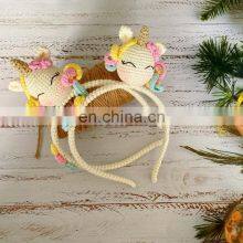 Hot Sale Crochet Unicorn Headband Accessories For Babies, Hair Bow Vietnam Supplier Cheap Wholesale thumbnail-3