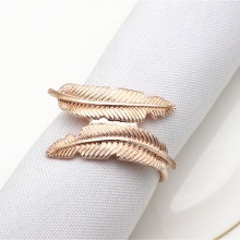 High Quality Metal Decorative Tabletop Tissue Holder Leaf Design Fancy Napkin Ring thumbnail-3