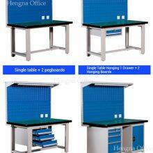 Hengna Robust Heavy Duty Workbench With Blue Pegboard and Multiple Drawers for Tool Organization