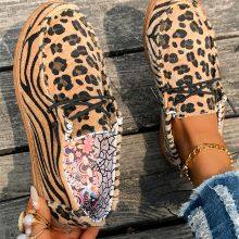 Coffee Sleek Snake Skin Print Lace-up Detail Comfort Loafer Shoes Fiery Red PU Leather Color Block Detail Lace Up Sneakers Wholesale Women Shoes thumbnail-1