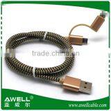 2016 New High Quality Fabric Braided Mobile Phone Usb Charger 2 in 1 Usb Splitter Cable thumbnail-6