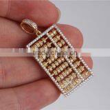 Newest Working Mens Hip Hop Abacus Pendant Jewelry Silver 10k Gold Plating thumbnail-3