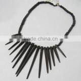 Bone Spike Carved Tribal Necklace Gypsies Jewelry Mexican Beads thumbnail-2