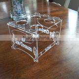 customized DIY assembled clear desktop 4 holes acrylic ice cream cone display stand holder/rack