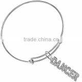 Genuine Austrian Clear Crystal "Dancer" Charm Chain Link Bracelet thumbnail-4