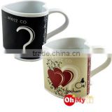 2014 promotional wedding gift porcelain couple love heart mug heart shaped color changing coffee mug wholesale