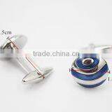 Trendy Christmas Gift Cufflink Set Mens Round Blue Cuff Buttons thumbnail-2
