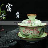 Super Gongfu Tea Set Pottery Tea Ware 120ml Family Kithchen Gaiwan Hand Printing Porcelain Gai Wan thumbnail-3