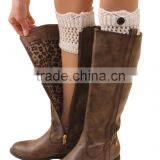2015 New Arrival Crown Short Paragraph Hollow Button Boots Wool Knit Socks Leg Warmer for Women