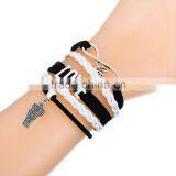 Fashion Faith Style i Love Vermont Antique Silver Infinity Love Charms Bracelet Wax Cords Leather Bracelet thumbnail-3