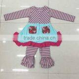 Thanksgiving Costume Western Dress for Little Girl Stripe Top and Pants 2 Pcs Pockets Fall Outfit thumbnail-2