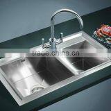 8045A Cupc Sus304 Handmade Hypotenuse Series Square Corner Series Duoble Sinks thumbnail-1