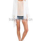 Ladies Fashion Clothing Girls White Beach Cardigan With Lace Details SYA15007 thumbnail-2