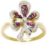 Flower Diamond Gemstone Ring thumbnail-1