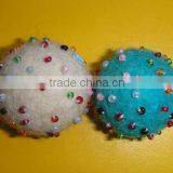 Felt Ball With Glass Beads Decorations thumbnail-1