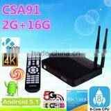 2016 New Metal ! OTT Smart tv Box Kodi Pre-installed 2GB 16G RK3368 Octa Core Csa91 Android 5.1 tv Box