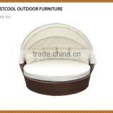 Outdoor Sun Lounger Canopy Wicker Rattan Day Bed thumbnail-1