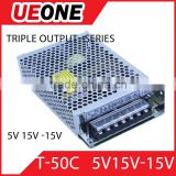 UEONE 50w Triple output 5v4A 15v1A -15v1A switching power supply T-50C