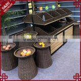 China Supplier Direct Sale Supermarket Fruit and Vegetable Display Rack With Rattan Basket thumbnail-3