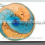 Assorted Blue Amber Chocolate 2014 New Design Blown Glass Plate Wall Decoration;designer Fused Glass Plate thumbnail-1