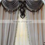 European Classical Solid Beige Velvet Wedding Door Window Curtain, Ready Made Valance Arched Door Curtain thumbnail-2