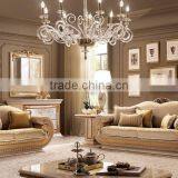 Italian Solid Wood 24K Gold Plated Sectional Upholstery Sofa With Matching End Table And TV Cabinet(MOQ=1 SET) thumbnail-3