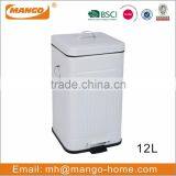 Square Ribs Pattern Step Galvanized Steel Metal Trash Can thumbnail-4