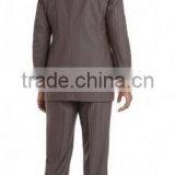 Brown And Blue Pinstriped Wool Three Piece Suit (SHT1108) thumbnail-2