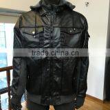 Stock Winter Fleece Hood pu Leather Men Jacket Fur Linning thumbnail-1