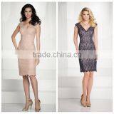 2015 New Design Ladies Knee Length Lace Evening Dress Patterns thumbnail-1