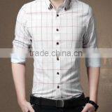 The New 2015 Men's Plaid Shirt Long Sleeve Skinny Man Bai Segong Blue-gray in Leisure Shirt Wholesale thumbnail-1