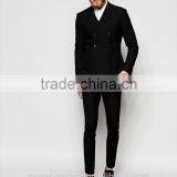 2016 Mens Super Skiny Double Breasted Black Suit Jacket thumbnail-3