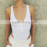 Runwaylover 5093 Ladies Sexy White Button Sexy Bodysuit thumbnail-3