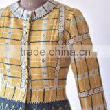 Handmade Vintage Kantha Boho Jacket in One of a Kind Yellowish Print ~ Small thumbnail-3