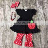 Girls Summer Outfits Children Back to School Clothing Girls Apple Dress With Red White Polka Dot Capri Pants With Accessories thumbnail-6